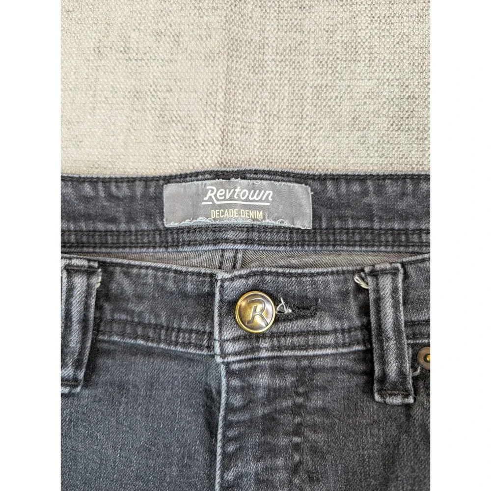 Revtown Jeans Mens 35x31 Black Taper Denim Stretch Medium Wash Pants - Picture 10 of 12